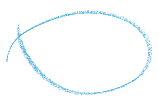 Light blue pencil highlight circle mark isolated on transparent background