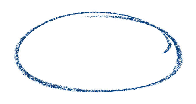 Blue pencil highlight circle mark isolated on transparent background