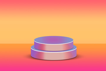 3D Podium with Sunset Gradient Background – Vibrant Abstract Display Stage Illustration