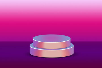 3D Podium on Pink to Purple Gradient Background for Product Display and Branding Design
