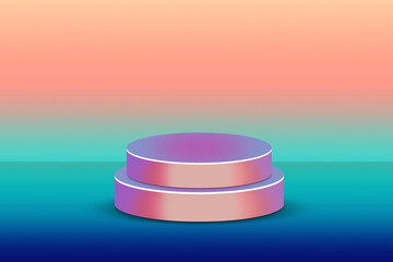 3D Podium with Pastel Gradient Background for Product Display and Branding