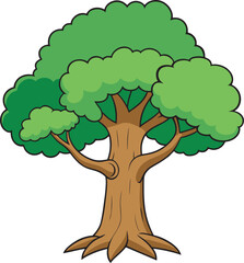 Cartoon green tree, ancient tree