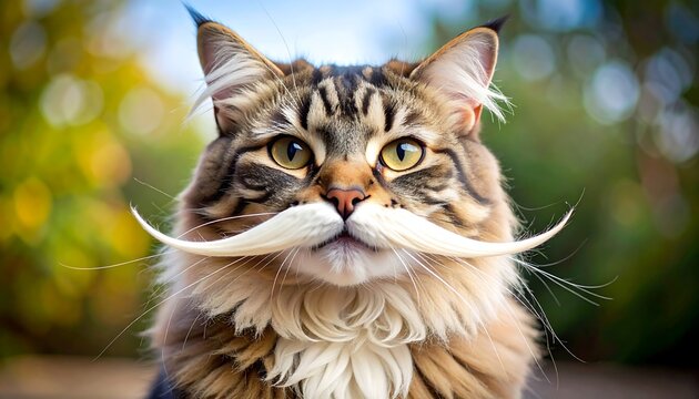 Cute cat with a mustache outdoors