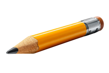 Yellow pencil with sharpened tip, lying down