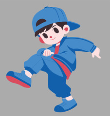 Young Boy Hip hop Dancer Cartoon Character