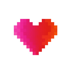 Obraz premium Pixel Heart Illustration On Transparent Black Background In Red and Pink