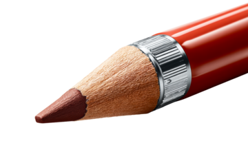 Red pencil with sharpened tip, transparent bg