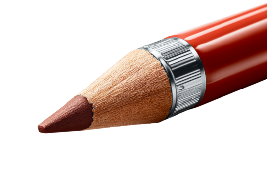 Red pencil with sharpened tip, transparent bg