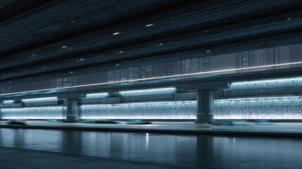 Sci-Fi Style Tunnel with Maglev Transport