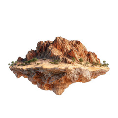 Fototapeta premium Floating desert island, surreal landscape, arid climate, sunlit background, tourism poster