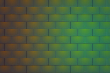 Dark Green Gradient Brick Wall Abstract Background with Subtle Orange Highlights – Modern Digital Texture