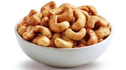 Naklejka premium Roasted cashews in white bowl