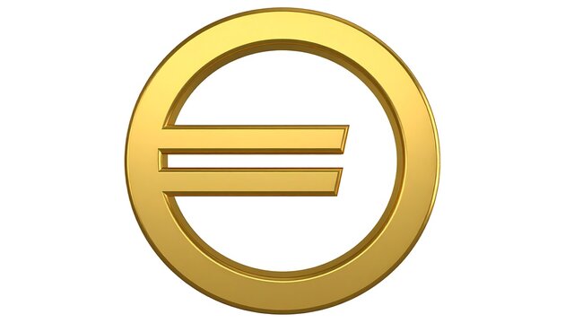 Gold circle encloses stylized double-barred letter 'E'