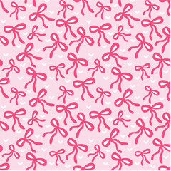 Pink Ribbon Bow With Love Seamless Pattern Vector Design