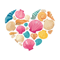 Heart Shape Made of Beautiful Seashells