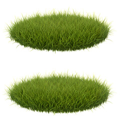 Realistic Photo of Lush Green Grass Tufts on White Background