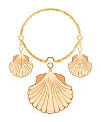 Gold Necklace with Shell Pendants