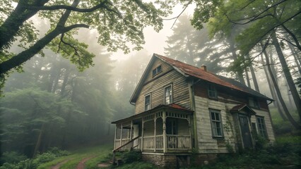 old wooden house in the forest