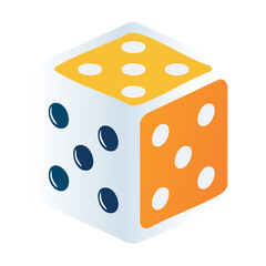Colorful Dice Cube With White And Orange Sides