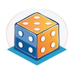 Colorful Dice Cube With Orange And Blue Sides
