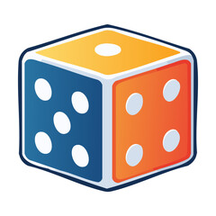 Colorful Dice Cube With Orange, Blue And White Sides