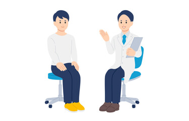 診断･説明する男性医師と男性患者【人物ベクターイラスト素材】