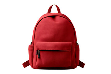 Red backpack with pockets and straps