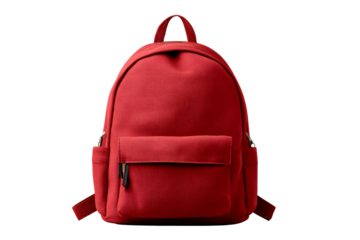 Red backpack with pockets and straps