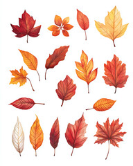 Highly detailed illustrations of various trees, leaves, grasses, and botanical elements, featuring realistic, minimalist, and abstract compositions on a white background.
