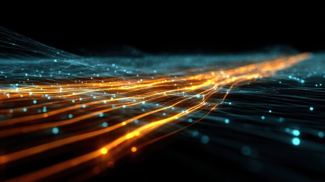 Abstract orange teal digital network background