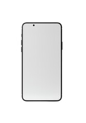 Smartphone Displaying Blank White Screen Isolated on Black Background