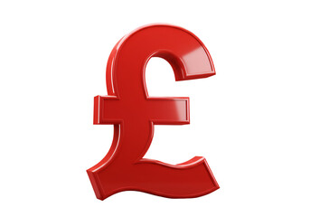 Fototapeta premium Red Pound Symbol 3D Illustration on Transparent Background Finance Concept