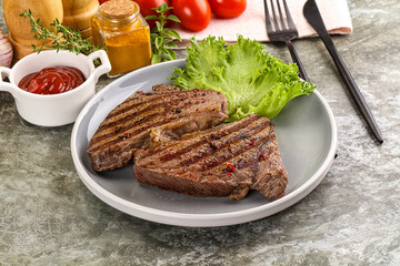 Delicus grilled beef steak with sauce
