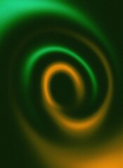 Abstract swirl of green and orange light with dark background