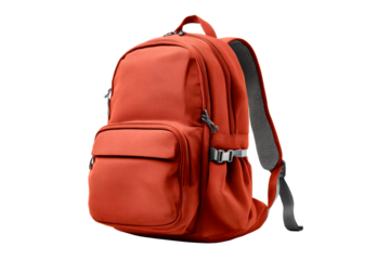 Stylish red backpack with multiple compartments