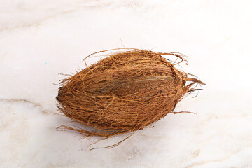 Natural exotic brown hairy coconut