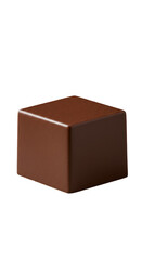Realistic 3D Render of Isolated Chocolate Cube on a Transparent Background