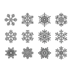 Snowflake Shapes and Winter Icons