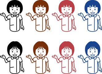 こちらと指し示す女性看護師のアイコン