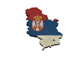 Serbian Flag Map Illustration On Transparent Background Political Symbol