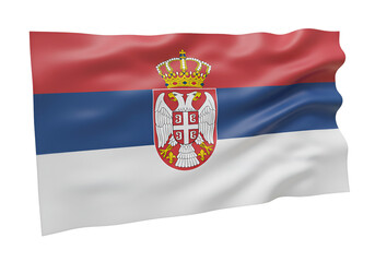 Serbian Flag Isolated on Transparent Background Waving Design in 3d Render