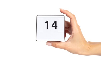 Hand holding a white square display