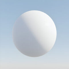Realistic 3D White Sphere Floating In Blue Sky Abstract Background