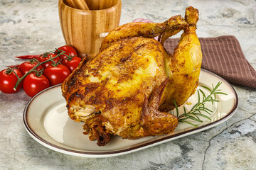 Homemade Grilled whole chicken with spices