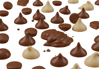 Realistic Scattered Chocolate Candy on Transparent Background Photo