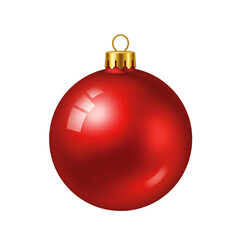 Realistic Red Christmas Ornament Ball Illustration with Shiny Gold Details