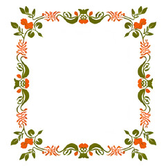Decorative floral border with orange flowers and green leaves