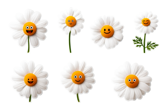 Smiling daisies on clear background