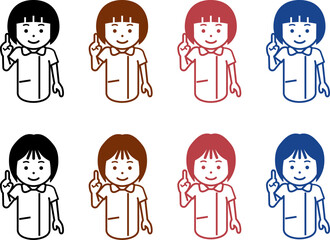 ナンバーワンポーズをする女性看護師のアイコン