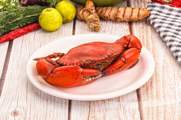 Hot fresh Boiled red crab